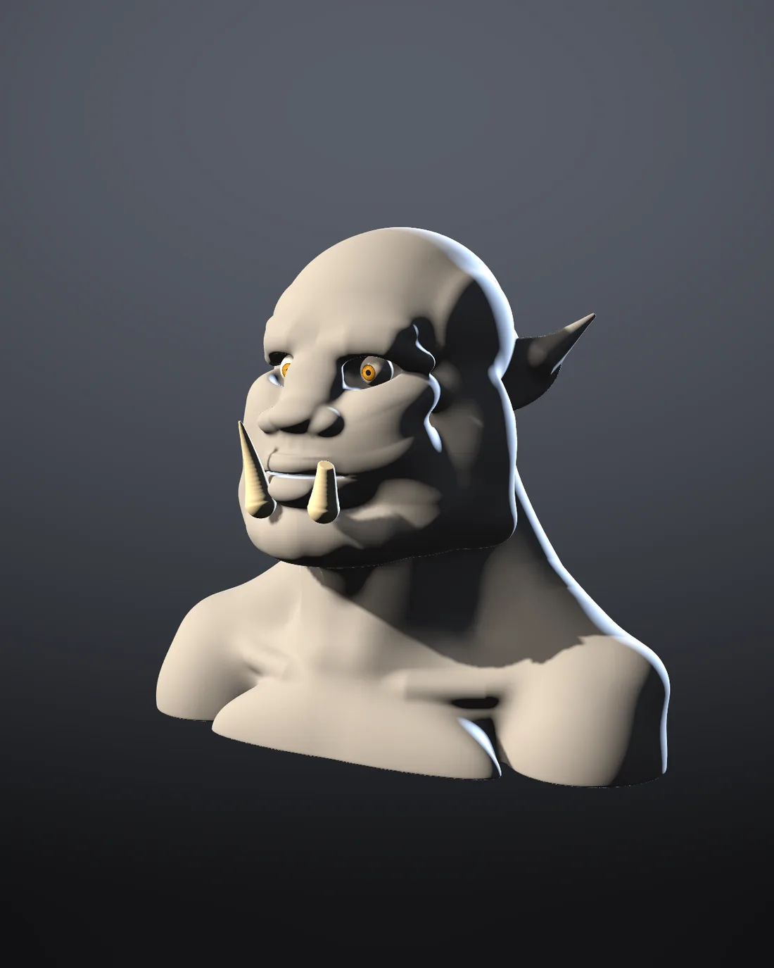 The orc bust at version 1: Blockout